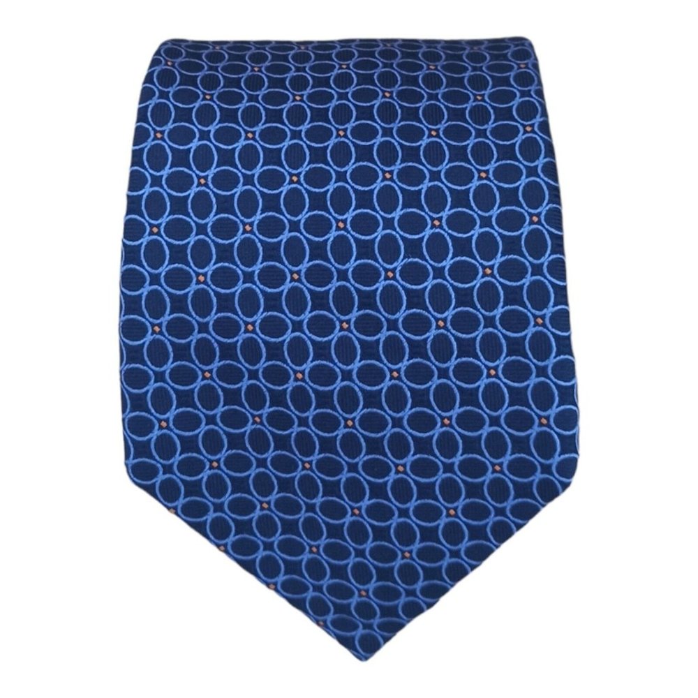 CHARLES TYRWHITT Blue Geometric Silk Tie ENGLAND 59"/ 3.4" EC